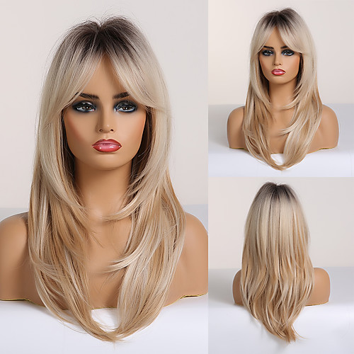 

Synthetic Wig Deep Wave Layered Haircut Neat Bang Wig Medium Length A1 A2 A3 A4 Synthetic Hair Women's Cosplay Party Fashion Black