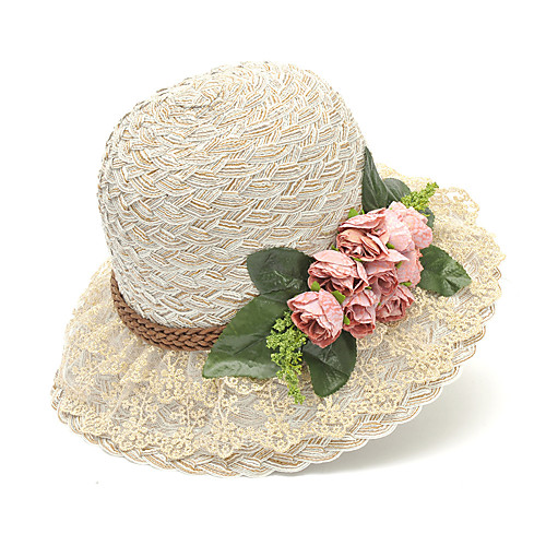 

Flower Cute Straw Hats with Bow(s) 1 Piece Special Occasion / Holiday Headpiece