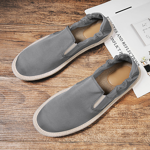 

Men's Loafers & Slip-Ons Casual Daily Walking Shoes Canvas Breathable Non-slipping Wear Proof Black Khaki Gray Spring