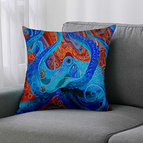 

1 Pc Marine life Style Cushion Cover Double Side Print 45x59cm Linen for Sofa Bedroom