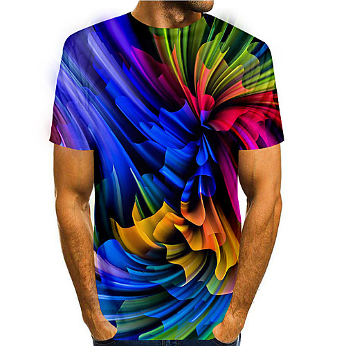 

Men's T shirt 3D Print Graphic 3D 3D Print Short Sleeve Daily Tops Basic Casual Royal Blue