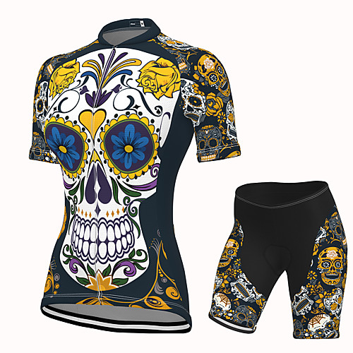 

Women's Short Sleeve Cycling Jersey with Shorts Spandex Dark Navy Skull Bike Breathable Quick Dry Sports Graphic Mountain Bike MTB Road Bike Cycling Clothing Apparel / Stretchy / Athletic