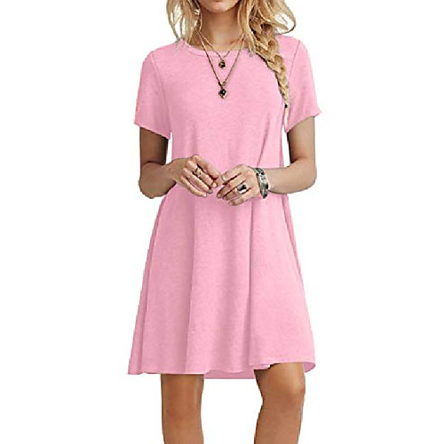 

popyoung women's summer casual tshirt dresses beach dress x-large, pink