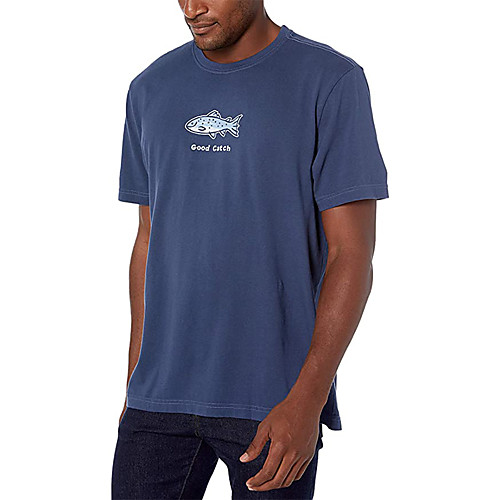 

Men's Unisex Tees T shirt Hot Stamping Graphic Prints Fish Animal Plus Size Print Short Sleeve Casual Tops 100% Cotton Basic Designer Big and Tall Navy Blue