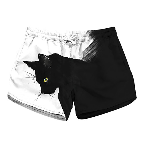 

Women's Stylish Novelty Comfort Leisure Sports Weekend Shorts Pants Cat Graphic Prints Short Sporty Elastic Waist Print Black