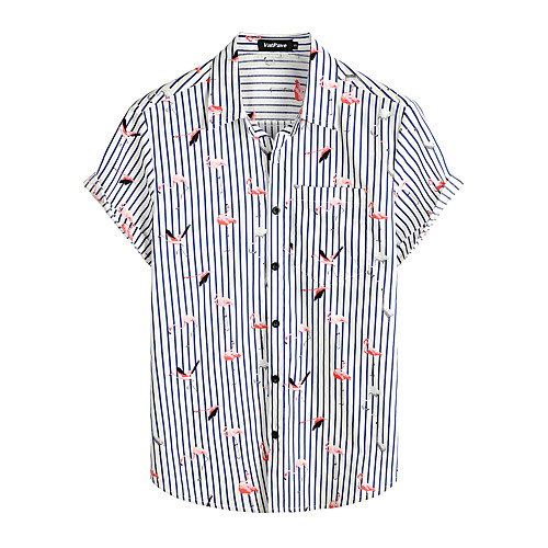 

Men's Shirt Floral Short Sleeve Daily Tops 100% Cotton Basic Boho Navy Blue
