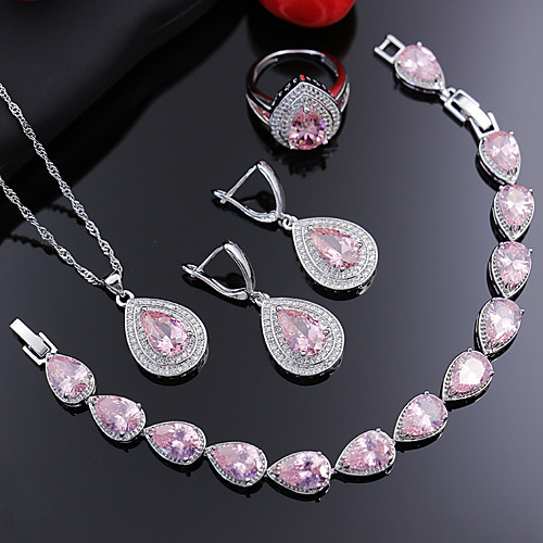 

Women's Pink Cubic Zirconia Jewelry Set Bridal Jewelry Sets Briolette Elegant Earrings Jewelry Blushing Pink For Wedding Anniversary Party Evening Gift Engagement 1 set