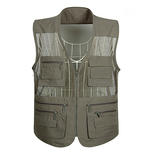 

Men's Fishing Vest Outdoor Breathable Mesh Multi-Pockets Quick Dry Lightweight Vest / Gilet Spring Summer Fishing Photography Camping & Hiking Army Green Grey Ivory / Sleeveless / Solid Colored