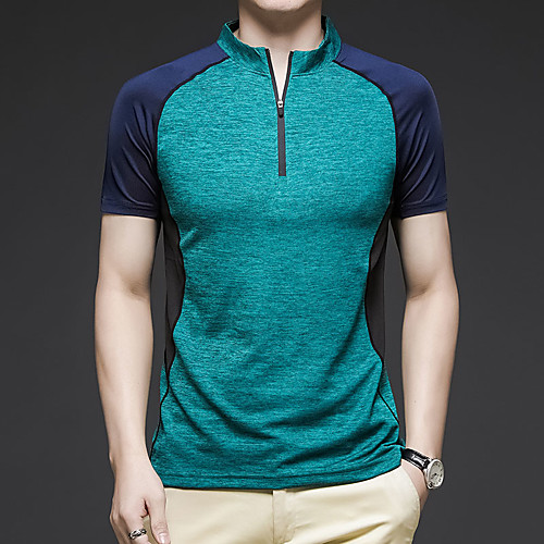 

Men's T shirt Hiking Tee shirt Short Sleeve Tee Tshirt Top Outdoor Lightweight Breathable Quick Dry Stretchy Autumn / Fall Spring Polyester Dark Grey Red Blue Fishing Climbing Camping / Hiking