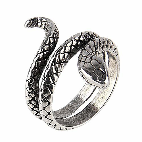 

Chrontier Open Adjustable Vintage Solid Metal Snake Ring Cobra Serpent Venom Snake Coil Gothic Punk Rock Statement Biker Comfort Fit