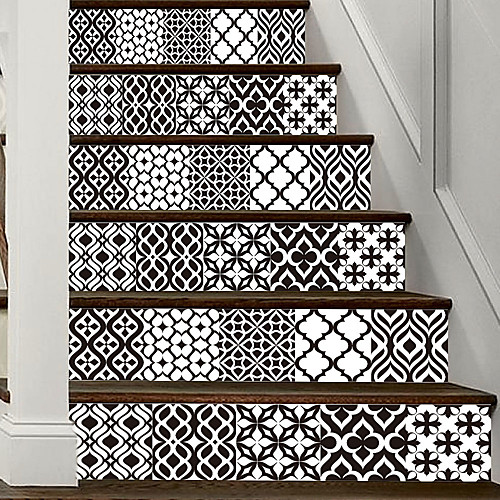 

Creative 3d Staircase Stickers Black And White Simple European Style Tile Decoration Home Stickers Waterproof Wall Stickers