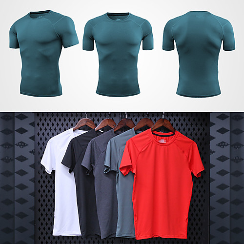 

Men's Short Sleeve Running Shirt Tee Tshirt Top Athletic Athleisure Summer Moisture Wicking Quick Dry Breathable Yoga Fitness Gym Workout Running Jogging Sportswear Solid Colored Normal White Black