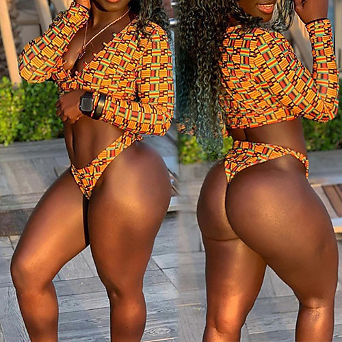 

Women's Rashguard Swimsuit Swimwear Breathable Quick Dry Long Sleeve 2 Piece - Swimming Surfing Water Sports Grid Pattern Autumn / Fall Spring Summer