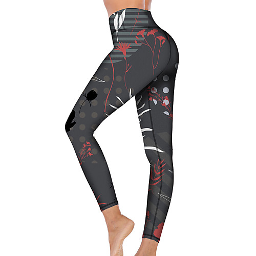 

21Grams Women's High Waist Yoga Pants Cropped Leggings Tummy Control Butt Lift Breathable Dark Gray Fitness Gym Workout Running Sports Activewear High Elasticity