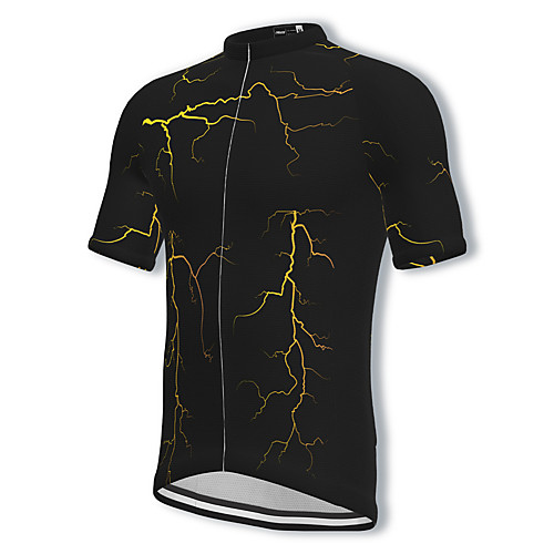 

21Grams Men's Short Sleeve Cycling Jersey Spandex Black Lightning Bike Top Mountain Bike MTB Road Bike Cycling Breathable Quick Dry Sports Clothing Apparel / Athleisure