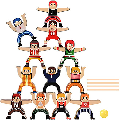 

Wooden Stacking GamesBalancing Blocks Games Toddler Educational ToysHercules Acrobatic Troupe Interlock Toys for 3 4 5 6 Years Old Kids Infants Adults 16 Pieces