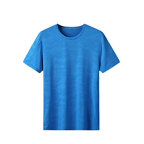 

KORAMAN Men's T shirt Hiking Tee shirt Short Sleeve Crew Neck Tee Tshirt Top Outdoor Lightweight Breathable Quick Dry High Elasticity Autumn / Fall Spring POLY Polyester Solid Color Black Blue Grey