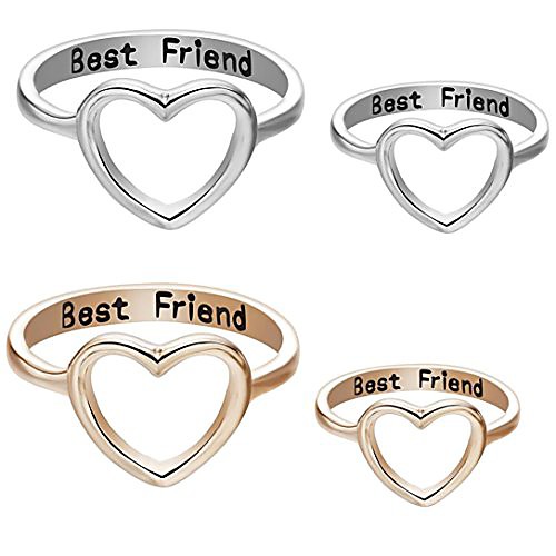 

Friendship Rings,Fashion Letter Best Friends Ring Simple Hollow Heart Ring (Gold, 10)