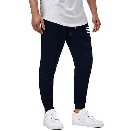 

Men's Casual / Sporty Sweatpants Outdoor Sports Daily Sports Pants Pants Graphic Full Length Drawstring Pocket Print Black Light Grey Dark Gray Navy Blue