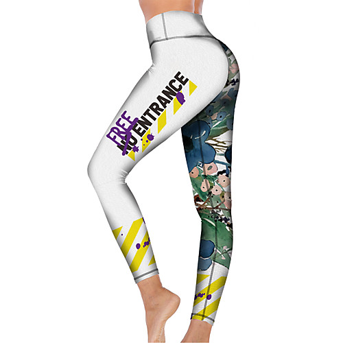 

21Grams Women's High Waist Yoga Pants Cropped Leggings Tummy Control Butt Lift Breathable White Fitness Gym Workout Running Winter Sports Activewear High Elasticity