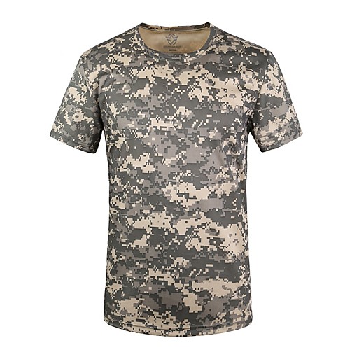

Men's Hunting T-shirt Outdoor Breathable Ventilation Fast Dry Outdoor Summer Solid Colored Camo Polyester Forest Green Green / Black Yellow