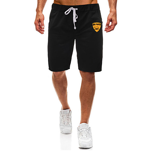 

Men's Casual / Sporty Athleisure Daily Gym Shorts Pants Graphic Short Pocket Elastic Drawstring Design Print Black Light Grey