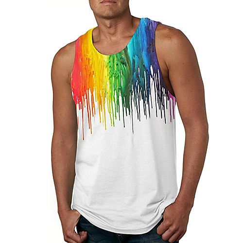 

Men's Tank Top Vest Undershirt 3D Print Colorful 3D Print Sleeveless Daily Tops Casual Beach Rainbow