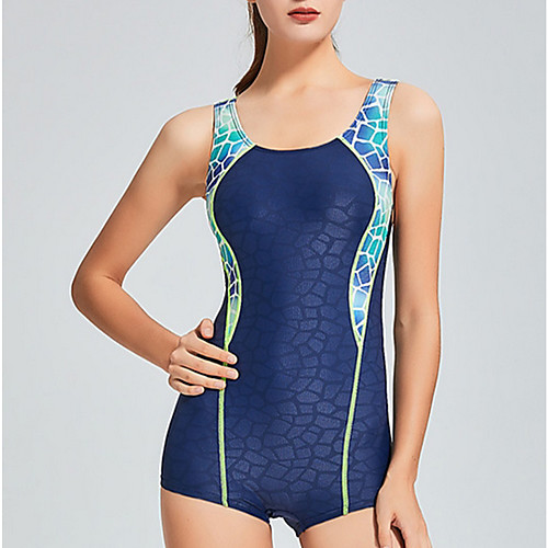 

Women's One Piece Diving Swimsuit Tummy Control Push Up Slim Solid Color Color Block Black and Rose Dark blue and green Swimwear Bodysuit Scoop Neck Bathing Suits New Neutral Sports