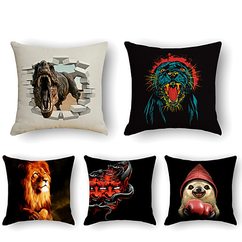 

Cushion Cover 5PCS Linen Soft Decorative Square Throw Pillow Cover Cushion Case Pillowcase for Sofa Bedroom 45 x 45 cm (18 x 18 Inch) Superior Quality Mashine Washable