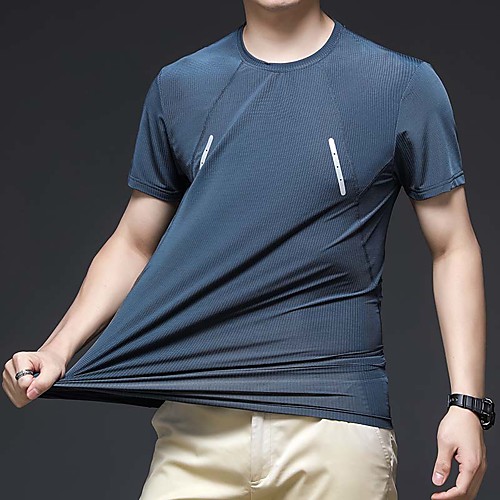 

Men's T shirt Hiking Tee shirt Short Sleeve Tee Tshirt Top Outdoor Lightweight Breathable Quick Dry Stretchy Autumn / Fall Spring Polyester White Black Blue Fishing Climbing Camping / Hiking / Caving