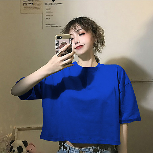 

Women's Tee / T-shirt Crop Top Crew Neck Sport Athleisure Top Short Sleeves Breathable Soft Comfortable Everyday Use Casual Daily Outdoor