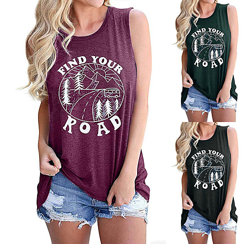 

Women's Tank Top Tee / T-shirt Pure Color Crew Neck Cotton Sport Athleisure Top Sleeveless Breathable Soft Comfortable Everyday Use Street Casual Daily Outdoor