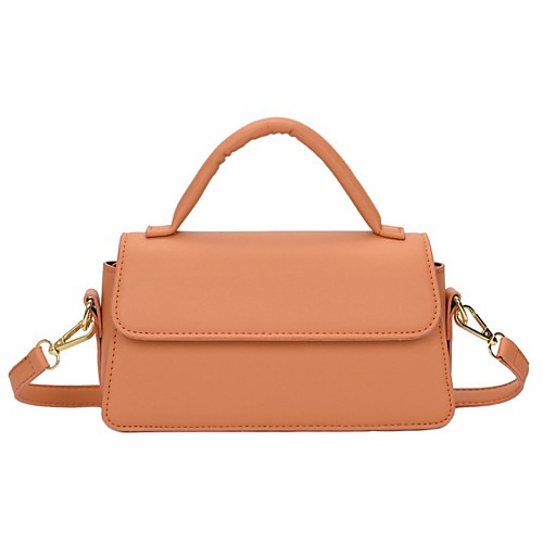 

Women's Bags PU Leather Top Handle Bag Buttons Daily Outdoor 2021 Handbags White Black Orange Green