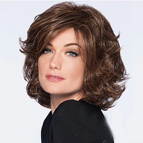 

Synthetic Wig Curly Bob Asymmetrical Wig Short Brown / Burgundy Synthetic Hair Women's Cosplay Party Fashion Brown