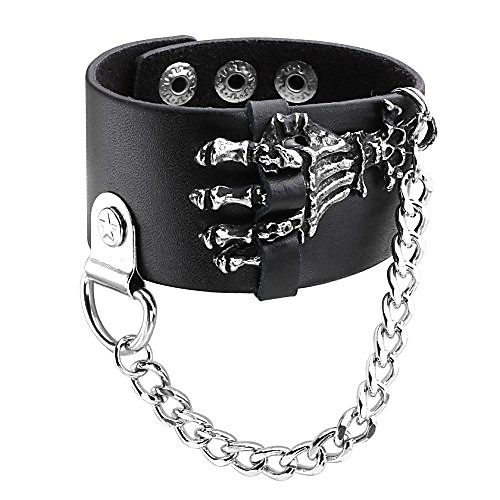 

claws rock punk biker spiky wide strap leather bracelet for men women
