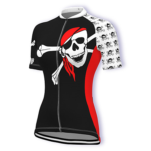 

21Grams Women's Short Sleeve Cycling Jersey Spandex Black Skull Bike Top Mountain Bike MTB Road Bike Cycling Breathable Sports Clothing Apparel / Stretchy / Athleisure
