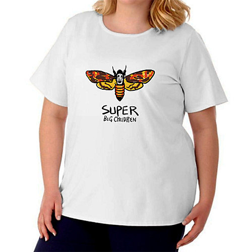 

Women's Plus Size Print Bee T shirt Large Size Crewneck Short Sleeve Basic Tops XL XXL 3XL White Black Gray Big Size / Cotton