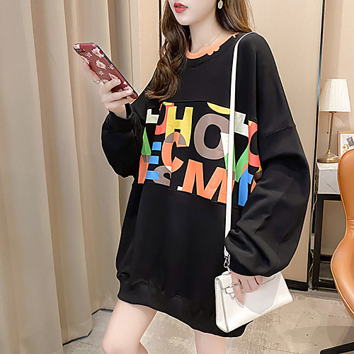

Women's Sweatshirt Sweater Pullover Oversized Crew Neck Letter Printed Sport Athleisure Sweatshirt Top Long Sleeve Breathable Soft Comfortable Everyday Use Street Casual Daily Outdoor