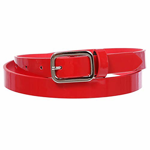 

3/4 (19 mm) womens skinny patent non leather fashion dress belt, red | s/m - 32