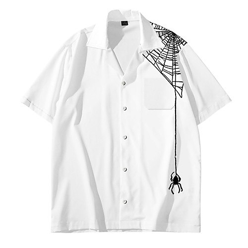 

Men's Shirt 3D Print Spider Animal Button-Down 3D Print Short Sleeve Daily Tops Casual Fashion White