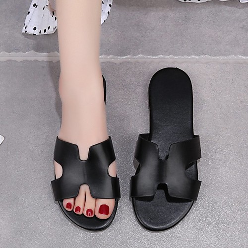 

Women's Sandals Flat Heel Round Toe Rubber Solid Colored Black Silver Brown