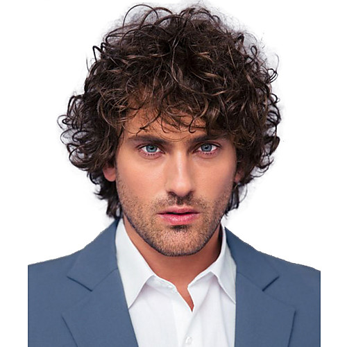 

Synthetic Wig Curly Short Bob Wig Short Black / Brown Synthetic Hair 28 inch Men's Party Fashion Comfy Black Brown