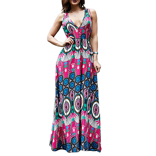 

Women's Swing Dress Maxi long Dress printing Real shots of independent models! Sleeveless Floral Print Spring Summer V Neck Casual Sexy 2021 M L XL