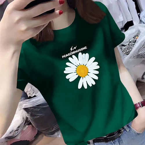 

Women's Tee / T-shirt Pure Color Crew Neck Spandex Flower Sport Athleisure Top Short Sleeves Breathable Soft Comfortable Everyday Use Casual Daily Outdoor