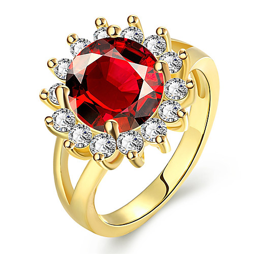 

Ring Synthetic Ruby Geometrical Gold Zircon Flower Fashion 1pc 7 8 / Women's