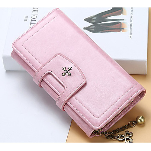 

Women's Bags PU Leather Wallet Zipper Solid Color Fashion Party Going out Handbags Dark Brown Wine Black Blushing Pink