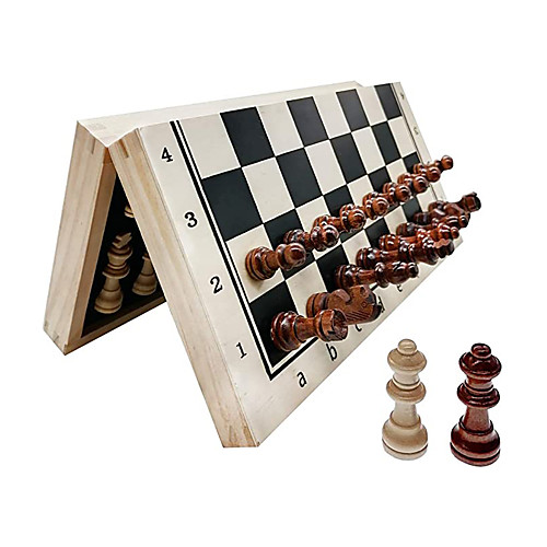 

Chess Set Folding Wooden Set with Magnetic Chess Set with Storage Slot Includes 2 Extra Queens Perfect Choice for Children and Adult Travel Chess Sets Birthday for Rewards Beginners