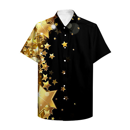 

Men's Shirt 3D Print Graphic Graphic Prints Button-Down Print Short Sleeve Daily Tops Casual Hawaiian Black