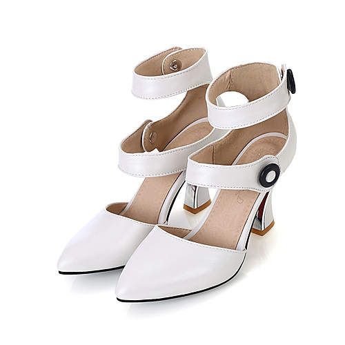 

Women's Heels Flare Heel Pointed Toe PU Synthetics White Black Pink