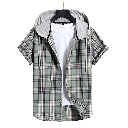 

Men's Sweatshirt Shirt non-printing Color Block Plain Patchwork Short Sleeve Casual Tops Green